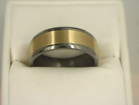 Smooth Two Tone Band | Tantalum and 14K Yellow Gold