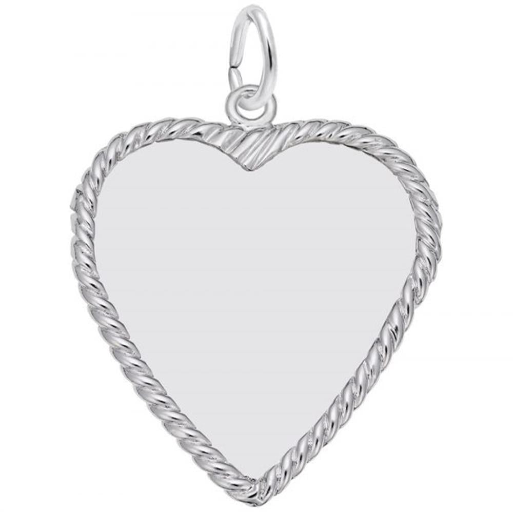 Large Classic Rope Heart Charm / Sterling Silver