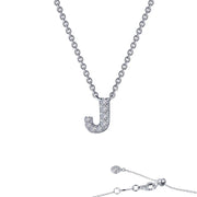 The Lafonn Letter J Pendant Necklace is a timeless keepsake, featuring a silver pendant encrusted with small diamonds. Its elegant design includes a simple chain with an adjustable clasp, allowing for different lengths.