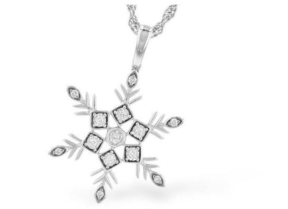 14K Gold Snowflake Necklace with Diamonds