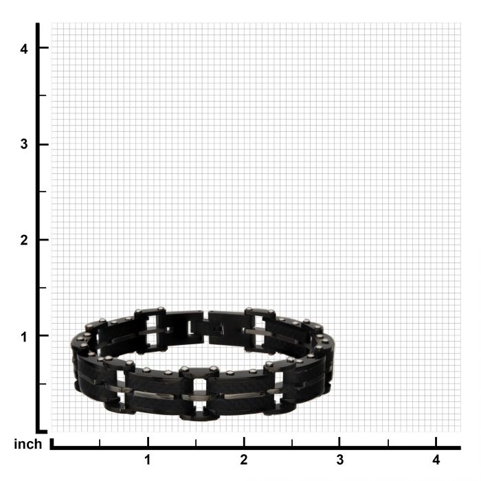 Men's Black Carbon Fiber and Gold-Plated ID Link Bracelet