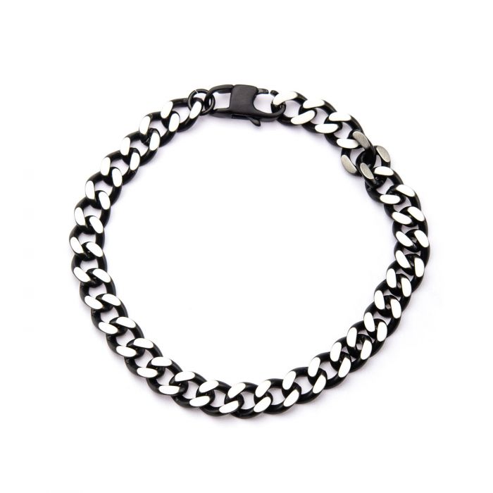 Black IP Figaro Chain Bracelet with 8.5 inch long | INOX