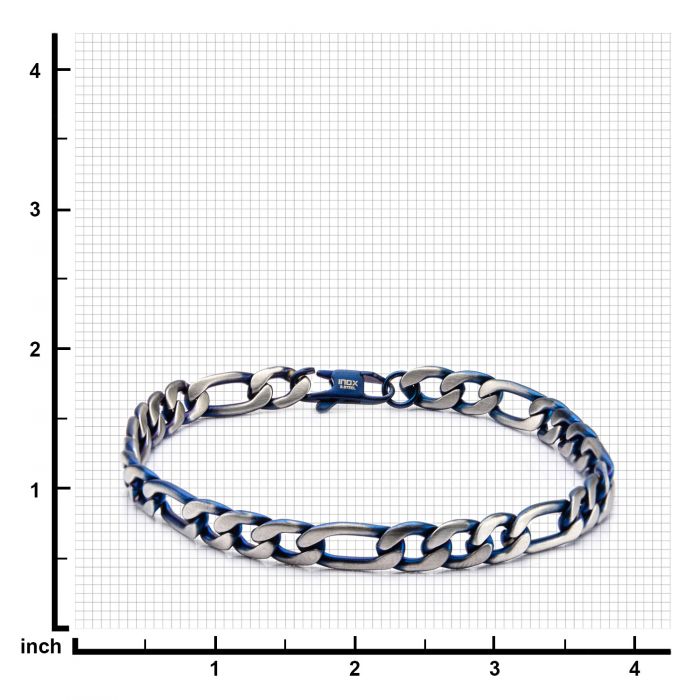 Steel Blue IP Figaro Chain Bracelet | INOX