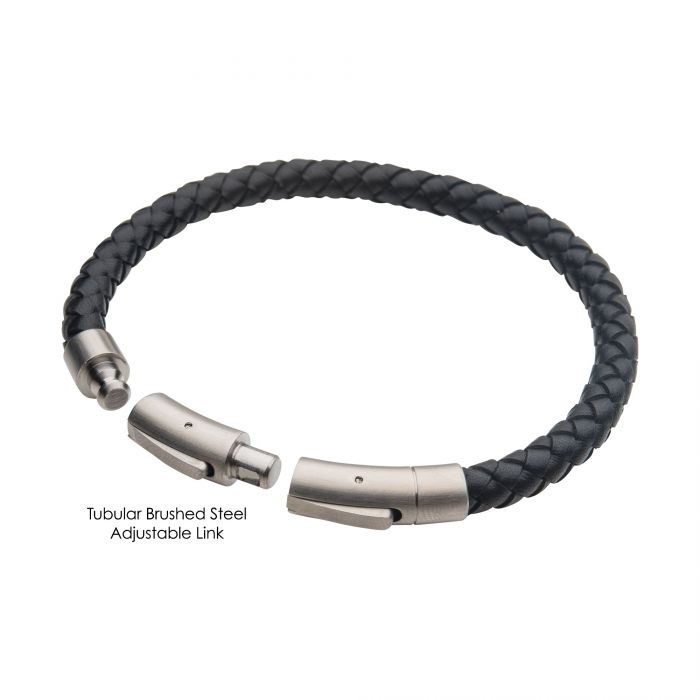 6mm Black Leather Bracelet | INOX