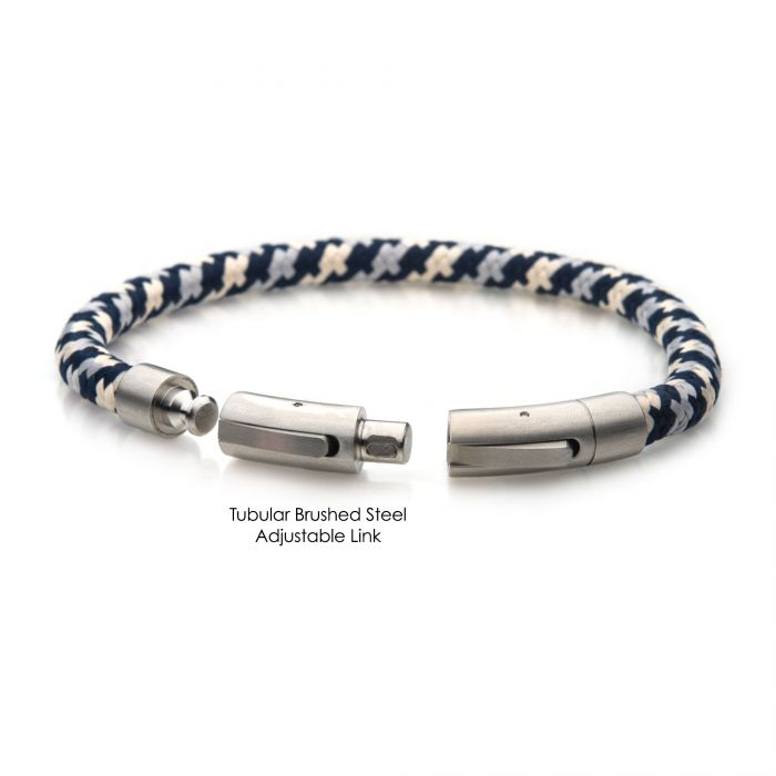 6mm Blue, Grey and Beige Nylon Cord Bracelet. Length: 8.5-8" | INOX