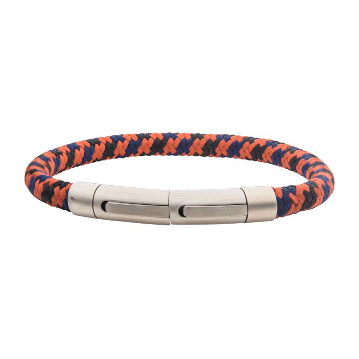 6mm Burnt Orange, Blue and Black Nylon Cord Bracelet. Length: 8.5-8" | INOX