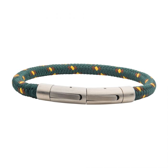 6mm Green, Brown and Yellow Nylon Cord Bracelet. Length: 8.5-8" | INOX