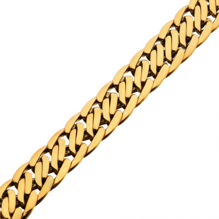 Stainless Steel Gold Plated Double Helix Chain Bracelet | INOX