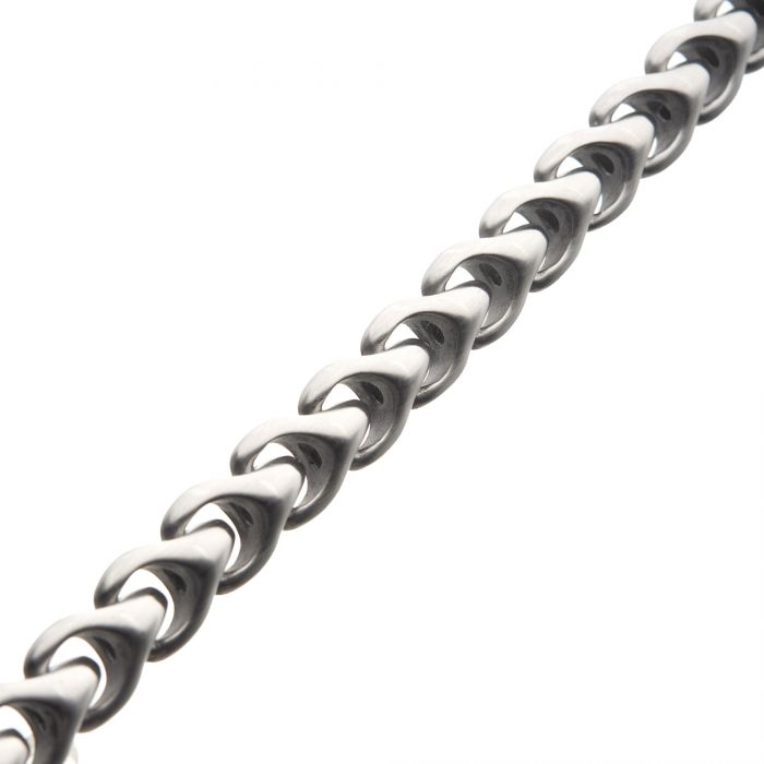 A close-up image of the Matte Stainless Steel Big 11mm Chain Bracelet by INOX, featuring large, interlocking links in a sleek, polished finish, set against a white background.
