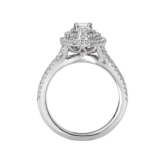 Romance Bridal Oval Diamond Double Halo Ring with 0.88 carats