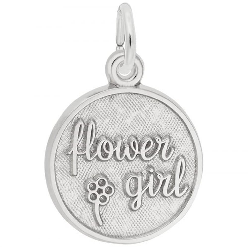 Flower Girl Disc Charm / Sterling Silver