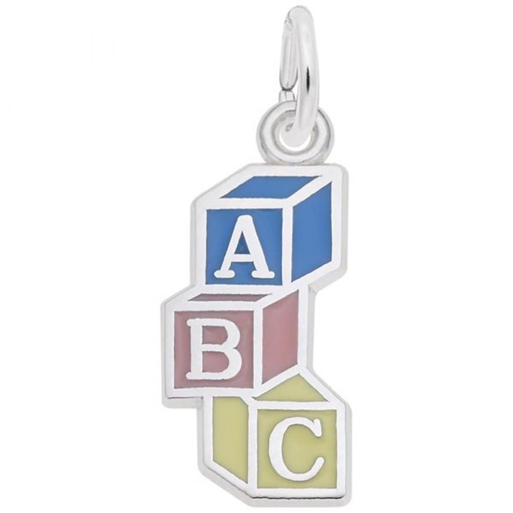 Abc Block Charm / Sterling Silver