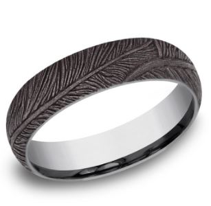 6mm Tantalum with Textured Feather Designs Ring | Benchmark Rings