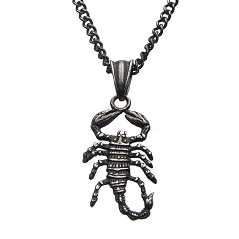 Men's Stainless Steel Antique Gunmetal Scorpion Pendant | 22" | INOX
