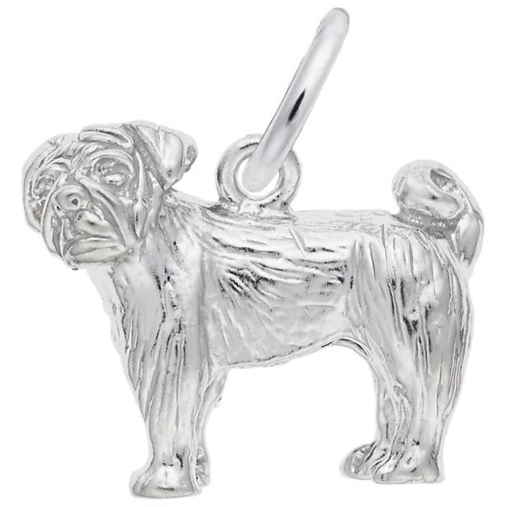 Pug Dog Charm / Sterling Silver