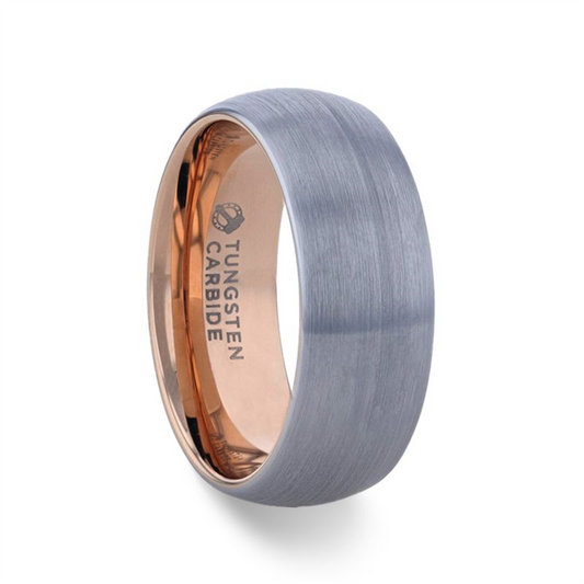 CAMERON Domed Brushed Finish Tungsten Carbide Men's Wedding Band With
