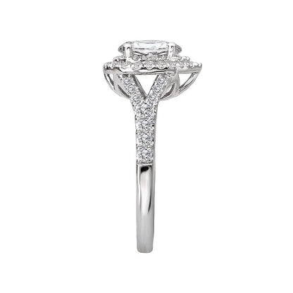 Romance Bridal Pear Diamond Halo Ring with 1.20 Carats