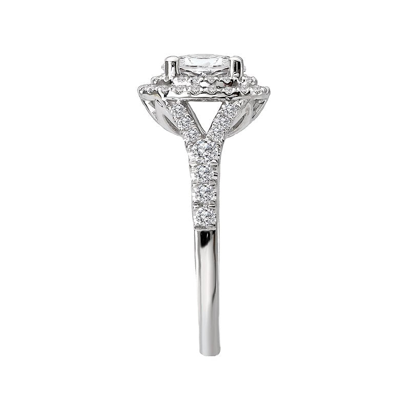 Romance Bridal Oval Diamond Halo Ring with 1.20 Carats