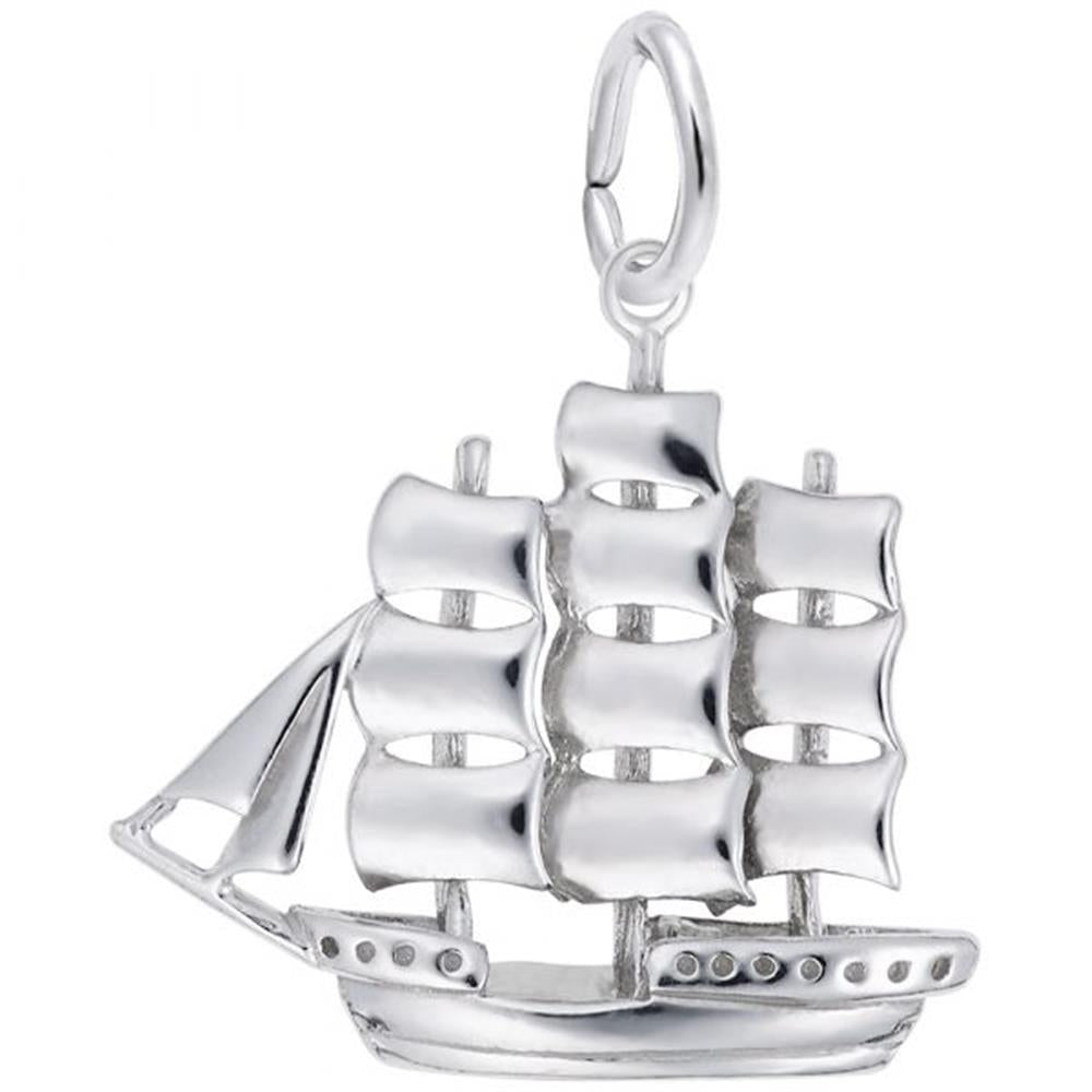 Sailboat / Full Rigged Ship Charm / Sterling Silver