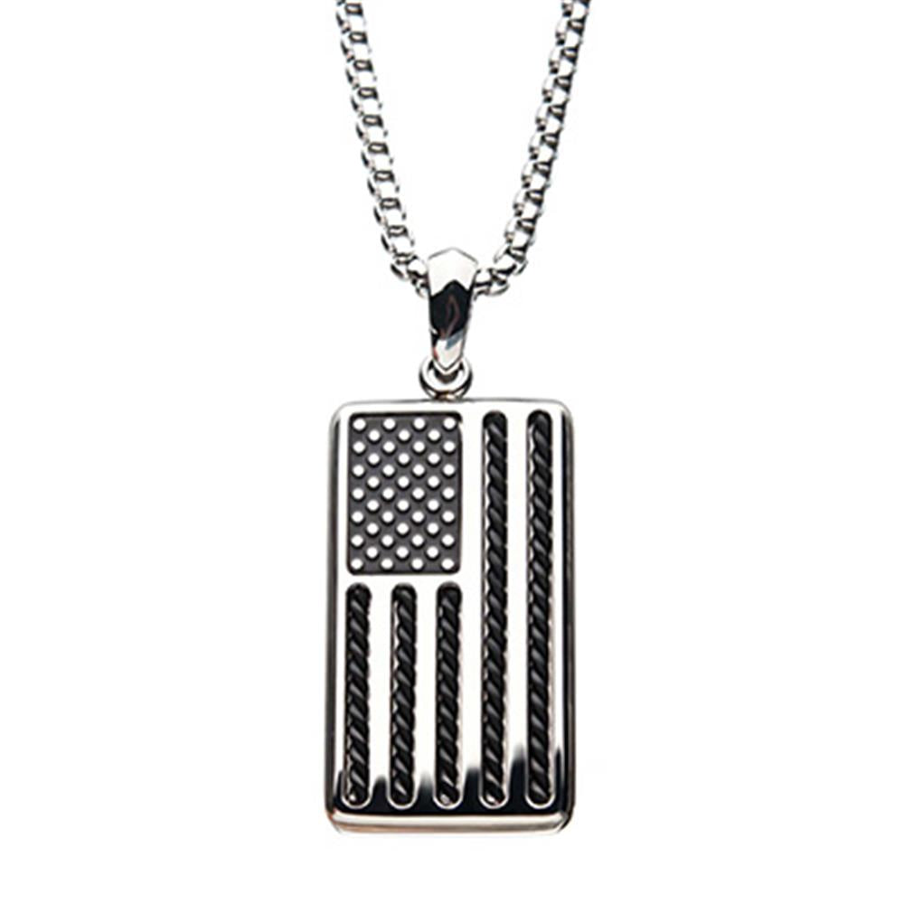 American Flag Stainless Steel Enamel Pendant | 24" | INOX