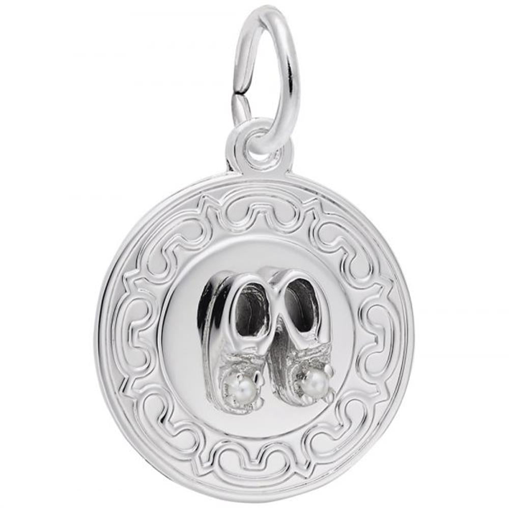Baby Booties Disc Charm / Sterling Silver