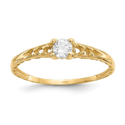 Buy Baby Jewelry | April / White Topaz Baby Ring | 14K Yellow Gold | Madi K | Shop Madi K only at Avonlea Jewelry.