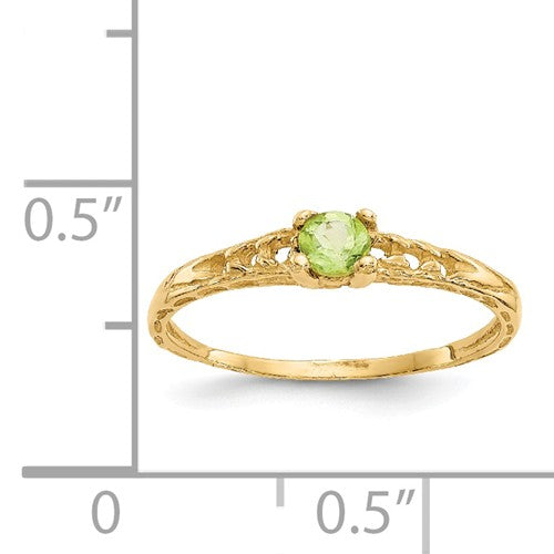 Buy Baby Jewelry | August / Peridot Baby Ring | 14K Yellow Gold | Madi K | Shop Madi K only at Avonlea Jewelry.