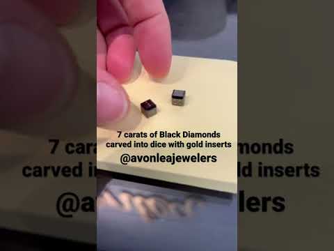 Genuine Black Diamonds Carved Dice with Gold Inserts | sold as a pair