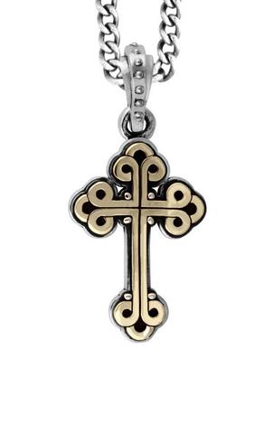 Two Tone Traditional Cross Silver Necklace