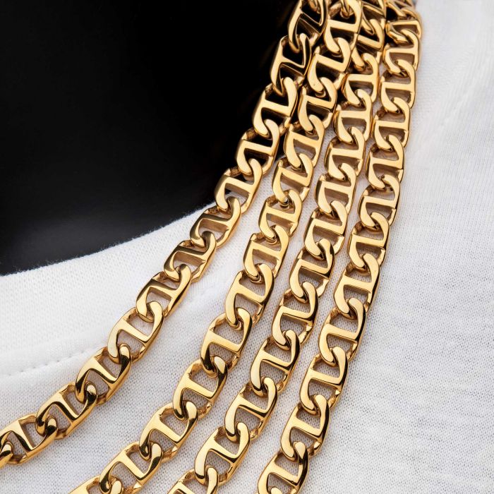 8mm 18K Gold Plated Mariner Link Chain | 22" | INOX