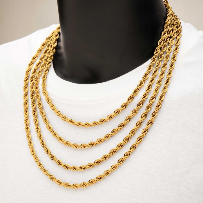 6mm 18K Gold Plated Rope Chain | 20" | INOX