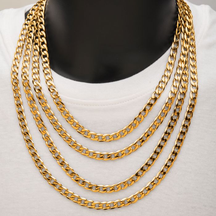 8mm 18K Gold Plated Bevel Curb Chain