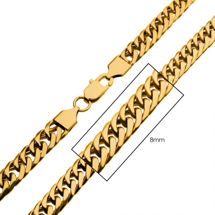 8mm 18K Gold Plated Dome Curb | 22" | INOX