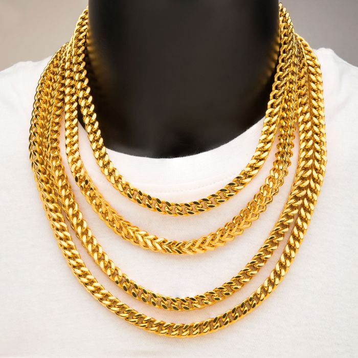 8mm 18K Gold Plated Franco Chain 22