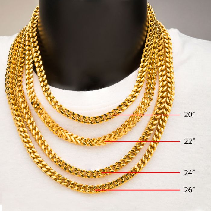 8mm 18K Gold Plated Franco Chain | 24" | INOX