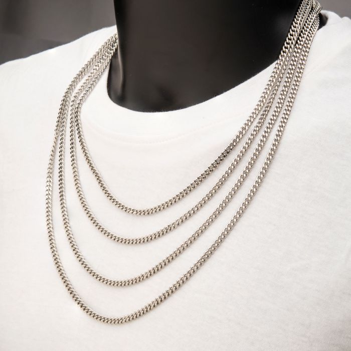 4mm Steel Diamond Cut Curb Chain Necklace | 22" | INOX