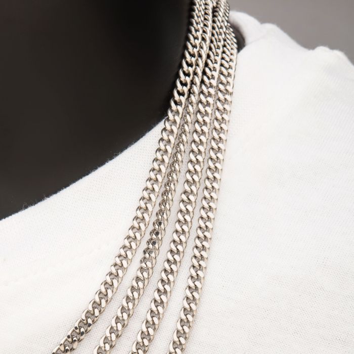8mm Steel Diamond Cut Curb Chain Necklace | 20 " | INOX