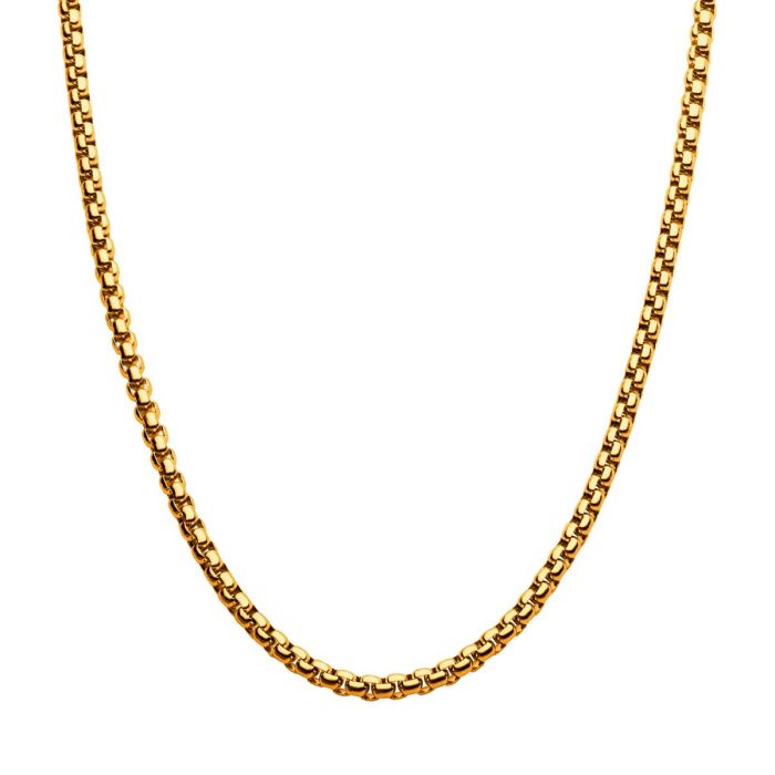 4mm 18K Gold Plated Bold Box Chain Necklace | 22" | INOX