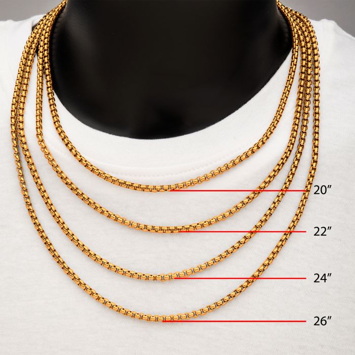 4mm 18K Gold Plated Bold Box Chain Necklace | 22" | INOX