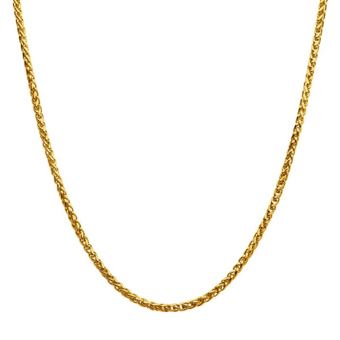 4mm 18K Gold Plated Wheat Chain Necklace | 24" | INOX