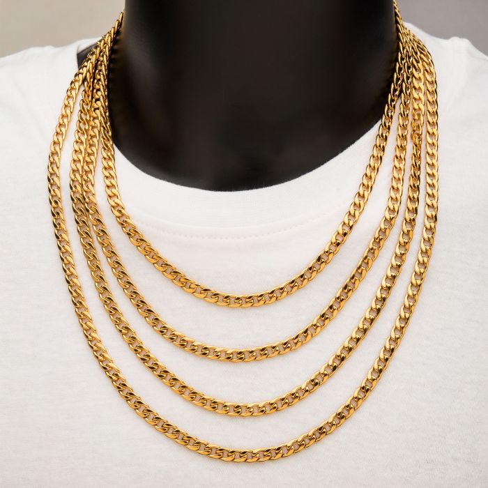 4mm 18K Gold Plated Classic Curb Chain | 20" | INOX