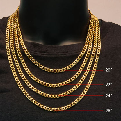 6mm 18K Gold Plated Classic Curb Chain | 20" | INOX