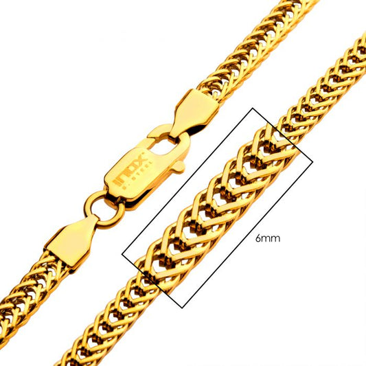 6mm 18K Gold Plated Foxtail Chain | 22" | INOX