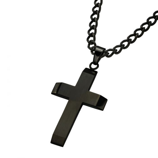 Black Plated Cross Pendant | 24" | INOX