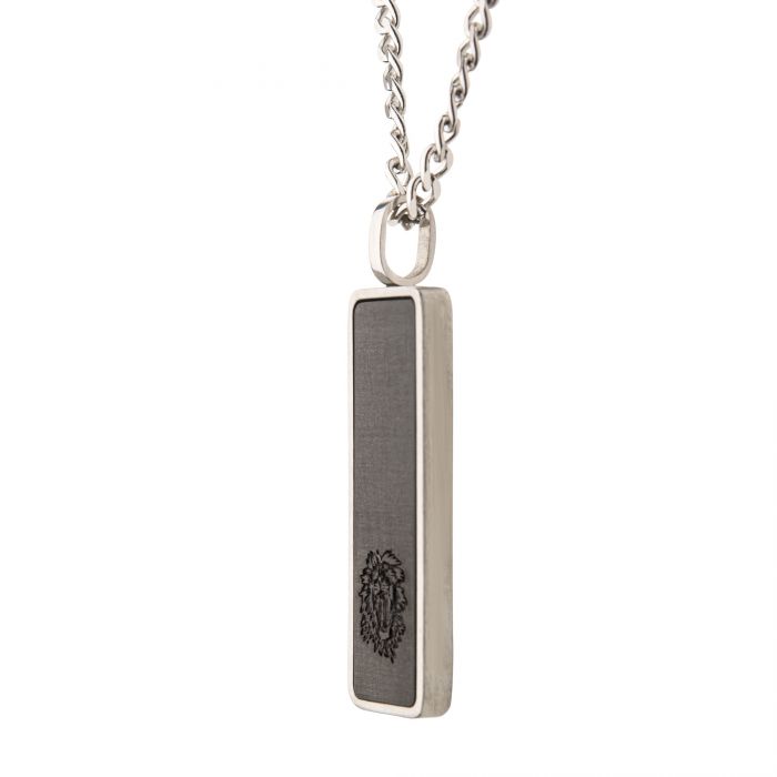 Carbon Fiber & Steel Dog Tag Pendant with Steel Curb Chain | INOX
