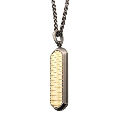Gun Metal Plated Pendant with 18K Gold on Wheat Chain | 24 " | INOX